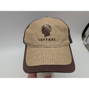 Caesars Palace Las Vegas Trucker Hat Brown Tan Woven Mesh Adjustable Cap